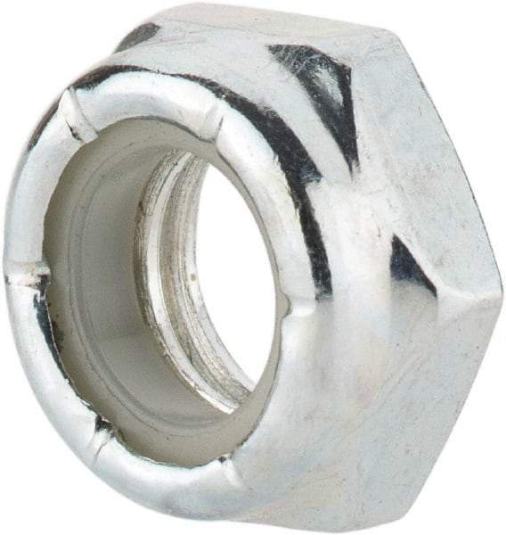 Value Collection - 3/8-16 UNC Grade 2 Hex Jam Lock Nut with Nylon Insert - 9/16" Width Across Flats, 9/32" High, Zinc-Plated Finish - Apex Tool & Supply