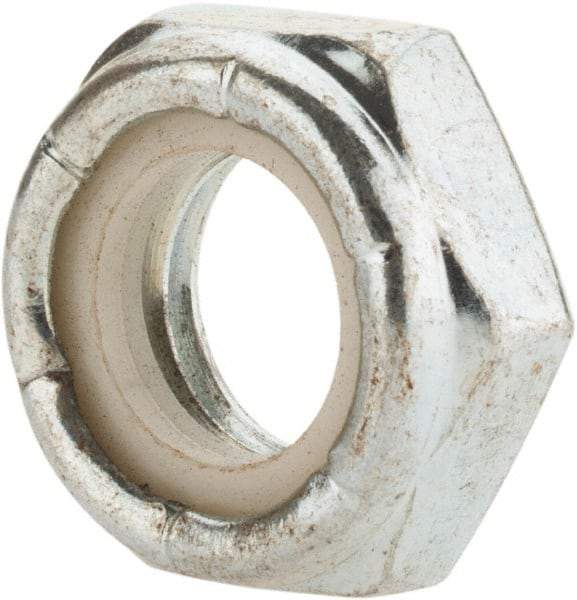 Value Collection - 1-8 UNC Grade 2 Hex Lock Nut with Nylon Insert - 1-7/16" Width Across Flats, 35/64" High, Zinc-Plated Finish - Apex Tool & Supply
