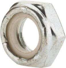 Value Collection - 9/16-12 UNC Grade 2 Hex Jam Lock Nut with Nylon Insert - 7/8" Width Across Flats, 23/64" High, Zinc-Plated Finish - Apex Tool & Supply