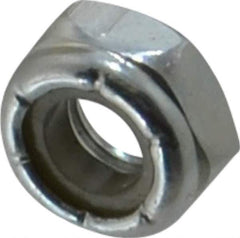 Value Collection - 1/4-28 UNF Grade 2 Hex Jam Lock Nut with Nylon Insert - 7/16" Width Across Flats, 7/32" High, Zinc-Plated Finish - Apex Tool & Supply