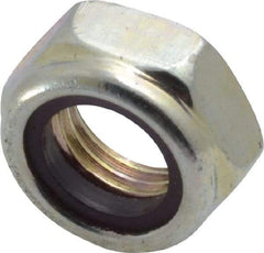 Value Collection - 3/8-24 UNF Grade 2 Hex Jam Lock Nut with Nylon Insert - 9/16" Width Across Flats, 9/32" High, Zinc-Plated Finish - Apex Tool & Supply