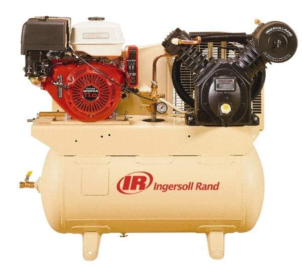 Ingersoll-Rand - 13 HP Two Stage Gas Engine Air Compressor - Honda Engine, Horizontal Configuration, 30 Gallon, 19 CFM, 175 Max psi - Apex Tool & Supply