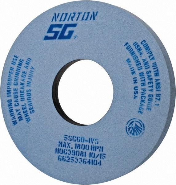 Norton - 14" Diam x 5" Hole x 1-1/2" Thick, I Hardness, 60 Grit Surface Grinding Wheel - Ceramic, Type 5, Medium Grade, 1,800 Max RPM, Vitrified Bond, One-Side Recess - Apex Tool & Supply