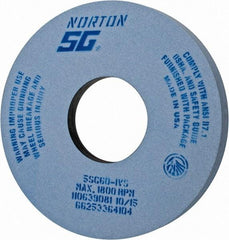 Norton - 14" Diam x 5" Hole x 1-1/2" Thick, I Hardness, 60 Grit Surface Grinding Wheel - Ceramic, Type 5, Medium Grade, 1,800 Max RPM, Vitrified Bond, One-Side Recess - Apex Tool & Supply