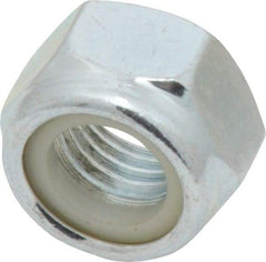 Value Collection - M16x2.00 Metric Coarse Grade 8 Hex Lock Nut with Nylon Insert - 16mm High, Zinc-Plated Finish - Apex Tool & Supply