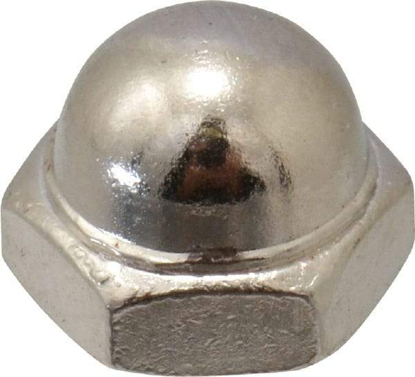 Value Collection - #8-32 UNC, 5/16" Width Across Flats, Nickel Plated, Steel Acorn Nut - 1/4" Overall Height, Grade 2 - Apex Tool & Supply