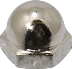 Value Collection - #10-24 UNC, 3/8" Width Across Flats, Nickel Plated, Steel Acorn Nut - 9/32" Overall Height, Grade 2 - Apex Tool & Supply