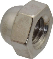 Value Collection - 3/8-16" UNC, 5/8" Width Across Flats, Nickel Plated, Steel Acorn Nut - 27/64" Overall Height, Grade 2 - Apex Tool & Supply
