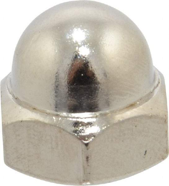 Value Collection - 7/16-14" UNC, 5/8" Width Across Flats, Nickel Plated, Steel Acorn Nut - 11/16" Overall Height, Grade 2 - Apex Tool & Supply