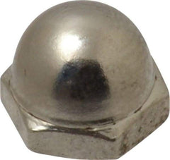 Value Collection - #10-32 UNF, 3/8" Width Across Flats, Nickel Plated, Steel Acorn Nut - 11/32" Overall Height, Grade 2 - Apex Tool & Supply
