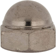 Value Collection - 1/4-28" UNF, 7/16" Width Across Flats, Nickel Plated, Steel Acorn Nut - 21/64" Overall Height, Grade 2 - Apex Tool & Supply