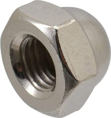 Value Collection - 5/16-24" UNF, 9/16" Width Across Flats, Nickel Plated, Steel Acorn Nut - 3/8" Overall Height, Grade 2 - Apex Tool & Supply