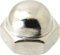 Value Collection - 3/8-24" UNF, 5/8" Width Across Flats, Nickel Plated, Steel Acorn Nut - 27/64" Overall Height, Grade 2 - Apex Tool & Supply