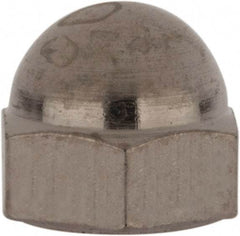 Value Collection - #10-24 UNC, 3/8" Width Across Flats, Nickel Plated, Brass Acorn Nut - 9/32" Overall Height - Apex Tool & Supply