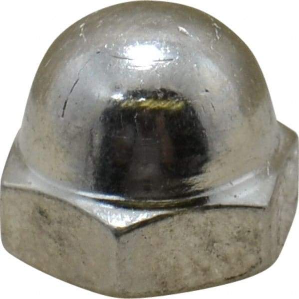 Value Collection - 1/4-20" UNC, 7/16" Width Across Flats, Nickel Plated, Brass Acorn Nut - 21/64" Overall Height - Apex Tool & Supply