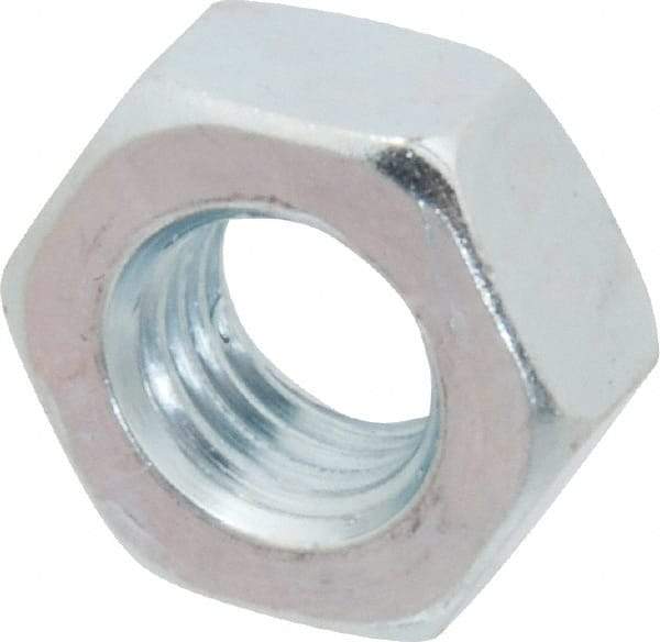 Value Collection - M10x1.25 Metric Fine Steel Right Hand Hex Nut - 17mm Across Flats, 8mm High, Zinc-Plated Finish - Apex Tool & Supply