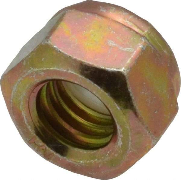 Value Collection - 5/16-18 UNC Grade 8 Hex Lock Nut with Nylon Insert - 1/2" Width Across Flats, 23/64" High, Zinc Yellow Dichromate Finish - Apex Tool & Supply
