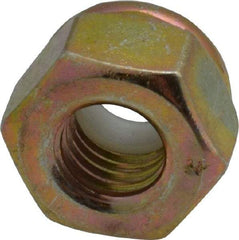 Value Collection - 1/4-28 UNF Grade 8 Hex Lock Nut with Nylon Insert - 7/16" Width Across Flats, 19/64" High, Zinc Yellow Dichromate Finish - Apex Tool & Supply