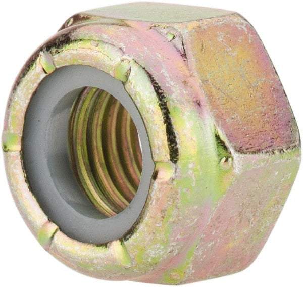 Value Collection - 5/16-24 UNF Grade 8 Hex Lock Nut with Nylon Insert - 1/2" Width Across Flats, 23/64" High, Zinc Yellow Dichromate Finish - Apex Tool & Supply