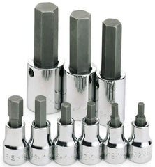 SK - 9 Piece 3/8 & 1/2" Drive Inch Hex Bit Socket Set - 5/32 to 5/8" Hex - Apex Tool & Supply