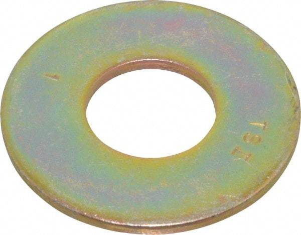 Value Collection - 1" Screw, Grade 8 Steel USS Flat Washer - 1-1/16" ID x 2-1/2" OD, 11/64" Thick, Zinc Yellow Dichromate Finish - Apex Tool & Supply