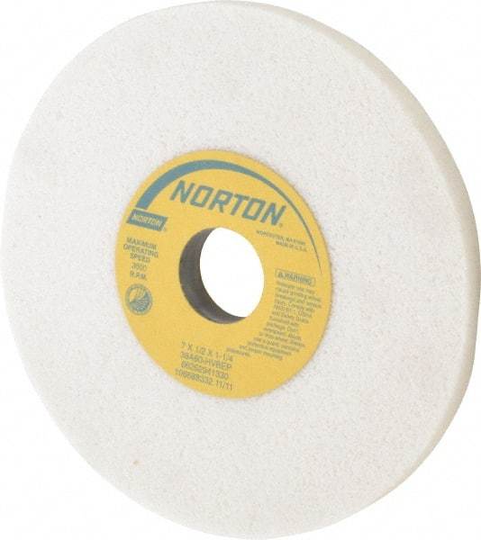 Norton - 7" Diam x 1-1/4" Hole x 1/2" Thick, H Hardness, 60 Grit Surface Grinding Wheel - Aluminum Oxide, Type 1, Medium Grade, 3,600 Max RPM, Vitrified Bond, No Recess - Apex Tool & Supply