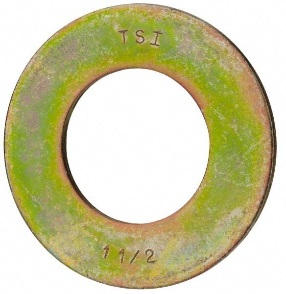 Value Collection - 1-1/2" Screw, Grade 8 Steel SAE Flat Washer - 1-9/16" ID x 3" OD, 5/32" Thick, Zinc Yellow Dichromate Finish - Apex Tool & Supply