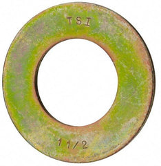 Value Collection - 1-1/2" Screw, Grade 8 Steel SAE Flat Washer - 1-9/16" ID x 3" OD, 5/32" Thick, Zinc Yellow Dichromate Finish - Apex Tool & Supply