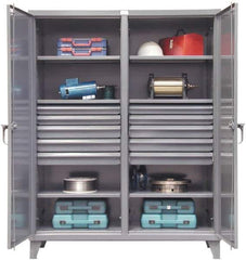 Strong Hold - 6 Shelf 10 Bin Locking Storage Cabinet - Steel, 72" Wide x 24" Deep x 78" High, Dark Gray - Apex Tool & Supply
