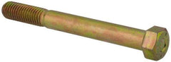 Made in USA - 9/16-12 UNC, 5" Length Under Head Hex Head Cap Screw - Partially Threaded, Grade L9 Alloy Steel, Zinc Yellow Dichromate Finish, 13/16" Hex - Apex Tool & Supply