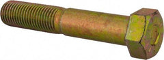 Made in USA - 1-1/4 - 7 UNC, 7" Length Under Head Hex Head Cap Screw - Partially Threaded, Grade L9 Alloy Steel, Zinc Yellow Dichromate Finish, 1-7/8" Hex - Apex Tool & Supply