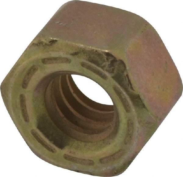 Made in USA - 1/4-20 UNC Steel Right Hand Hex Nut - 7/16" Across Flats, 7/32" High, Zinc Yellow Dichromate Cad & Waxed Finish - Apex Tool & Supply