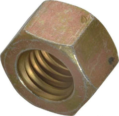 Value Collection - 7/16-14 UNC Steel Right Hand Hex Nut - 11/16" Across Flats, 3/8" High, Zinc Yellow Dichromate Cad & Waxed Finish - Apex Tool & Supply
