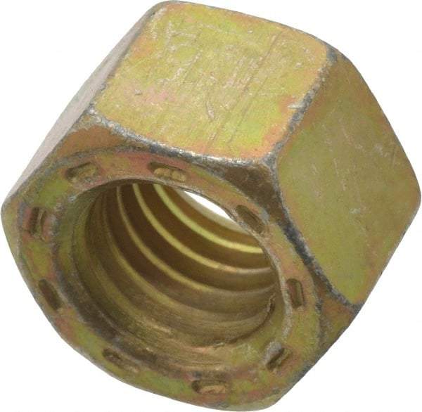 Value Collection - 1/2-13 UNC Steel Right Hand Hex Nut - 3/4" Across Flats, 7/16" High, Zinc Yellow Dichromate Cad & Waxed Finish - Apex Tool & Supply
