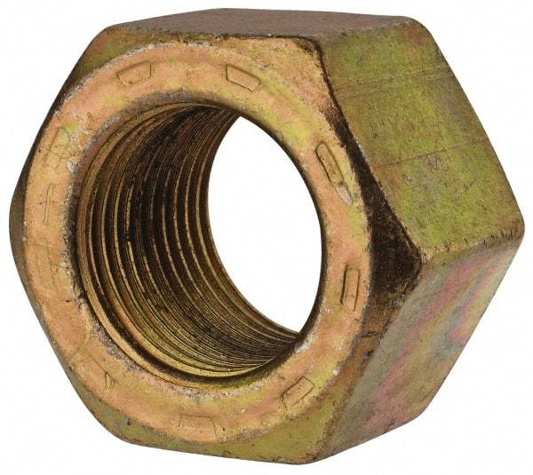 Value Collection - 7/8-14 UNF Steel Right Hand Hex Nut - 1-5/16" Across Flats, 3/4" High, Zinc Yellow Dichromate Cad & Waxed Finish - Apex Tool & Supply