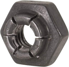 Flex-Loc - 1/4-20 UNC Grade 2 Heavy Hex Lock Nut with Expanding Flex Top - 19/64" High, Uncoated, Meets Military Specifications - Apex Tool & Supply