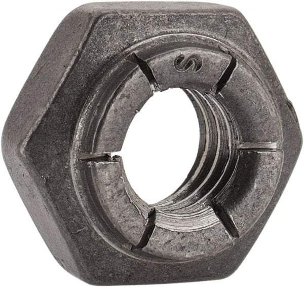 Flex-Loc - 5/16-18 UNC Grade 2 Heavy Hex Lock Nut with Expanding Flex Top - 17/64" High, Uncoated, Meets Military Specifications - Apex Tool & Supply
