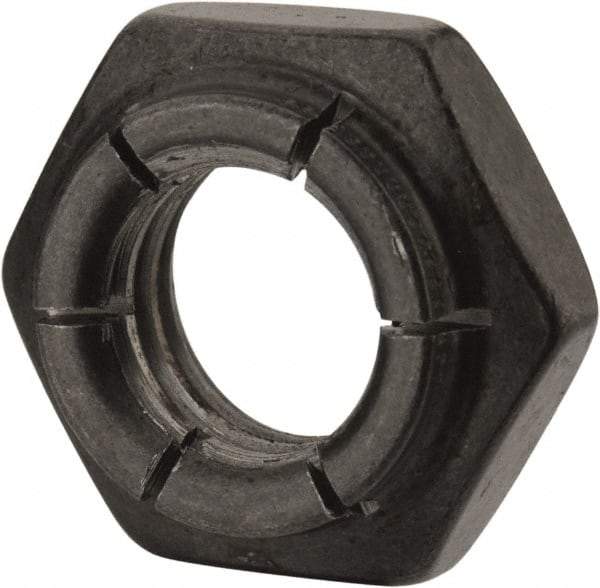Flex-Loc - 1/2-13 UNC Grade 2 Heavy Hex Lock Nut with Expanding Flex Top - 21/64" High, Uncoated, Meets Military Specifications - Apex Tool & Supply