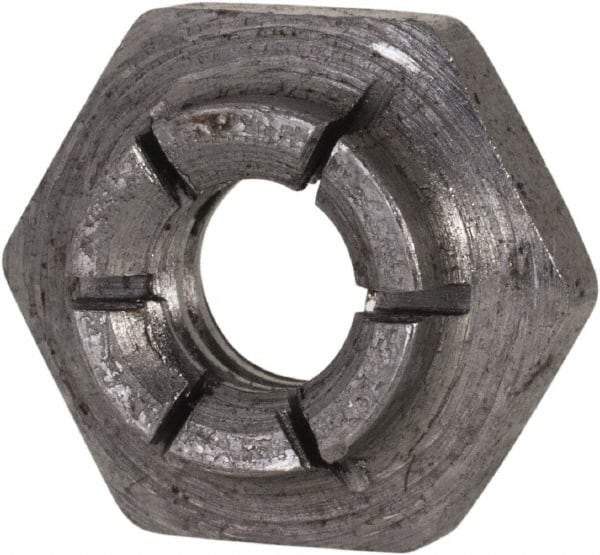 Flex-Loc - 1/4-20 UNC Grade 2 Heavy Hex Lock Nut with Expanding Flex Top - 7/32" High, Uncoated, Meets Military Specifications - Apex Tool & Supply