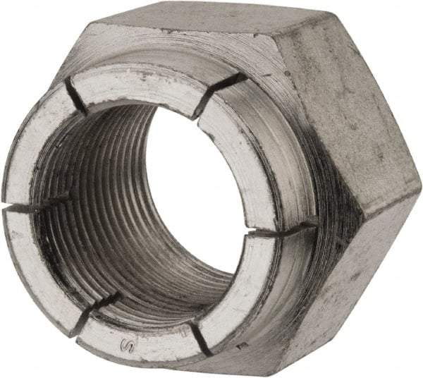 Flex-Loc - 1-14 UNF Grade 2 Hex Lock Nut with Expanding Flex Top - 1-7/16" Width Across Flats, 1-3/16" High, Cadmium-Plated Finish - Apex Tool & Supply
