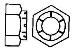 Flex-Loc - 1-8 UNC Grade 2 Hex Lock Nut with Expanding Flex Top - 1-7/16" Width Across Flats, Cadmium-Plated Finish, Meets Military Specifications - Apex Tool & Supply