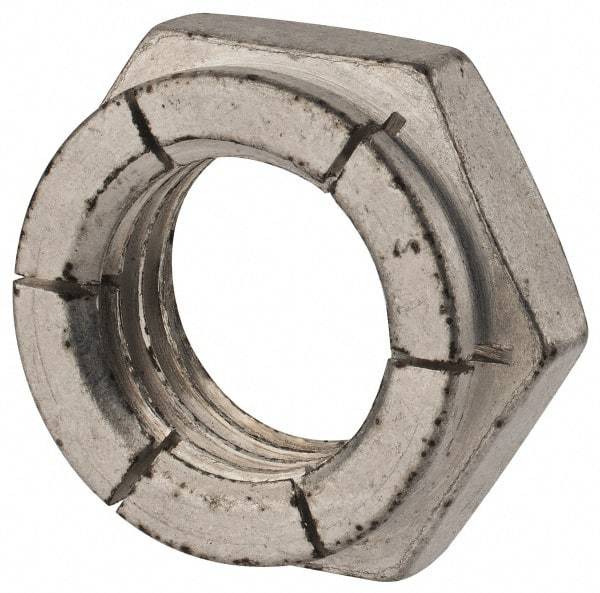 Flex-Loc - 1-8 UNC Grade 2 Hex Lock Nut with Expanding Flex Top - 1-7/16" Width Across Flats, Cadmium-Plated Finish, Meets Military Specifications - Apex Tool & Supply