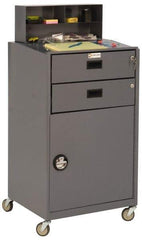 Durham - 2 Drawer, 1 Door Mobile Shop Desk - 23" Wide x 20" Deep x 48" High, Gray - Apex Tool & Supply