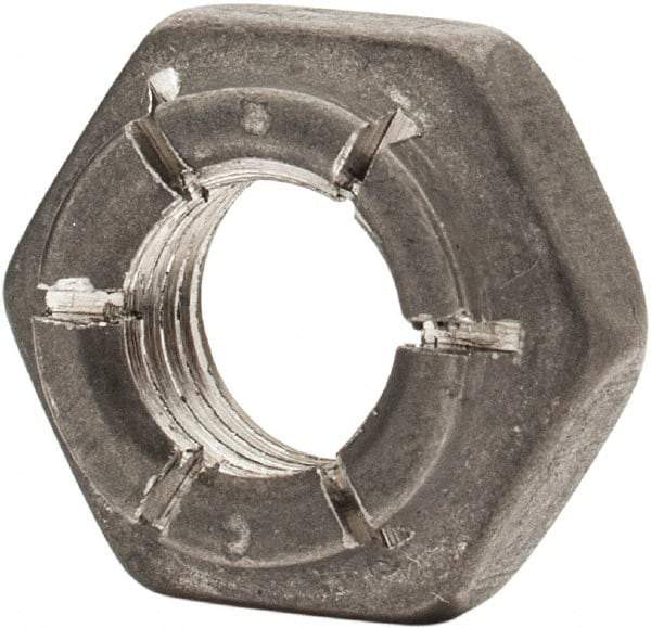Flex-Loc - 1/4-28 UNJF 18-8 Hex Lock Nut with Expanding Flex Top - 7/32" High, Uncoated, Meets Military Specifications - Apex Tool & Supply