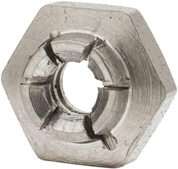 Flex-Loc - #6-32 UNJC 18-8 Hex Lock Nut with Expanding Flex Top - 5/16" Width Across Flats, 9/64" High, Uncoated, Meets Military Specifications - Apex Tool & Supply