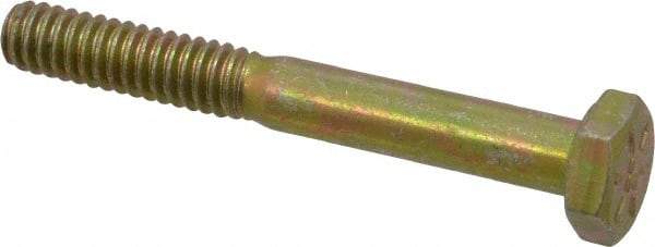 Value Collection - 1/4-20 UNC, 2" Length Under Head Hex Head Cap Screw - Partially Threaded, Grade 8 Alloy Steel, Zinc-Plated Finish, 7/16" Hex - Apex Tool & Supply