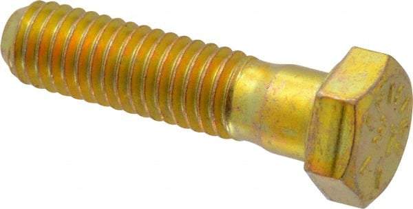 Value Collection - 3/8-16 UNC, 1-1/2" Length Under Head Hex Head Cap Screw - Partially Threaded, Grade 8 Alloy Steel, Zinc-Plated Finish, 9/16" Hex - Apex Tool & Supply