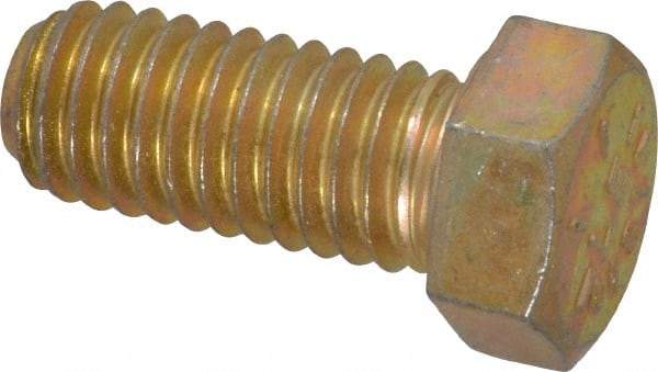 Value Collection - 7/16-14 UNC, 1" Length Under Head Hex Head Cap Screw - Fully Threaded, Grade 8 Alloy Steel, Zinc-Plated Finish, 5/8" Hex - Apex Tool & Supply
