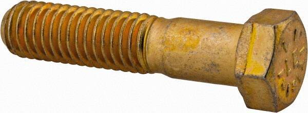 Value Collection - 7/16-14 UNC, 2" Length Under Head Hex Head Cap Screw - Partially Threaded, Grade 8 Alloy Steel, Zinc-Plated Finish, 5/8" Hex - Apex Tool & Supply