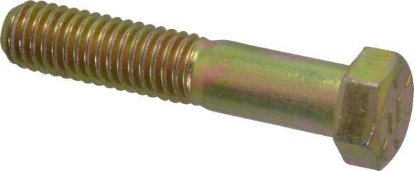 Value Collection - 7/16-14 UNC, 2-1/4" Length Under Head Hex Head Cap Screw - Partially Threaded, Grade 8 Alloy Steel, Zinc-Plated Finish, 5/8" Hex - Apex Tool & Supply